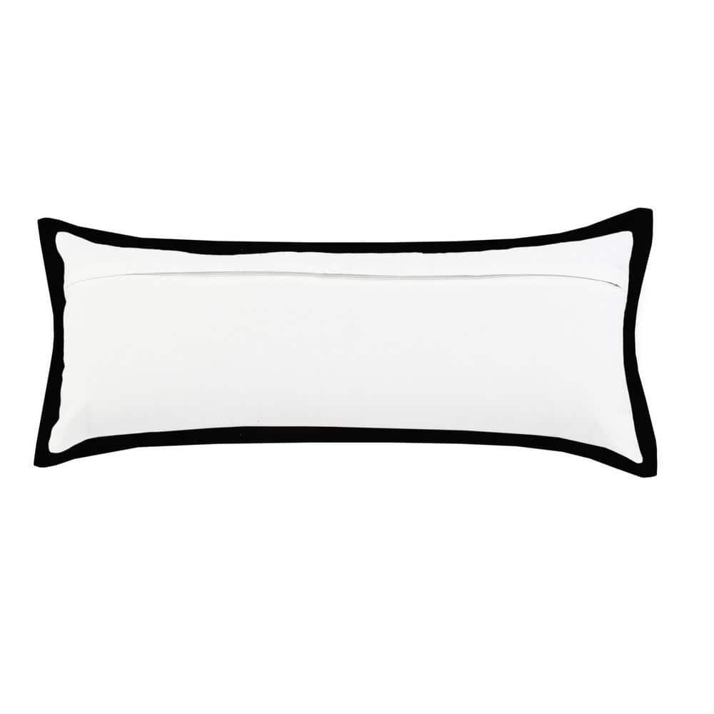 Empire White /Black Border Soft Poly-Fill 14 in. x 36 in. Indoor Throw Pillow