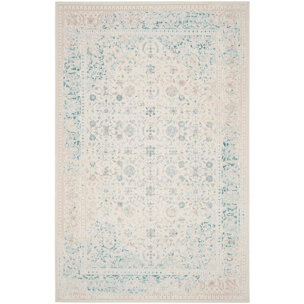 SAFAVIEH Passion Collection Area Rug - 8' x 11', Turquoise & Ivory, Vintage Distressed Design, Non-Shedding & Easy Care, Ideal for High Traffic Areas in Living Room, Bedroom (PAS405B)