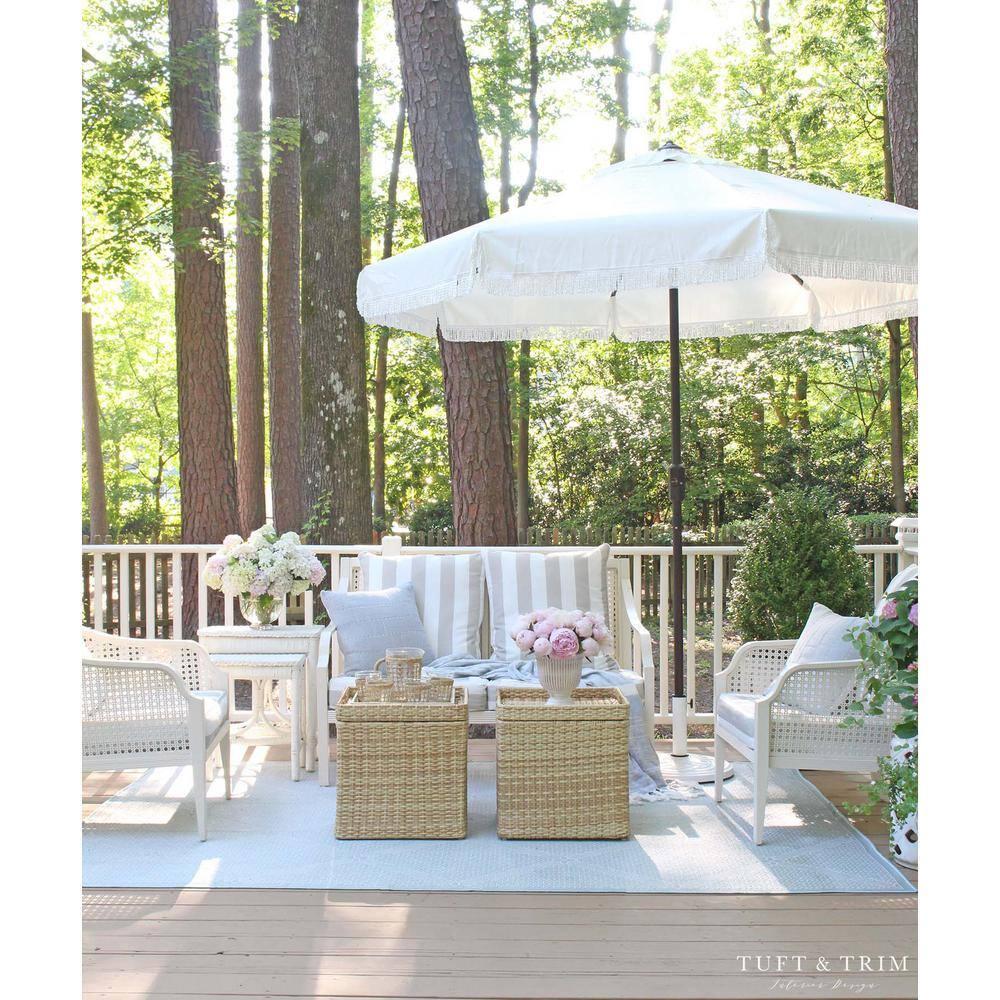 Bermuda BMU811 Machine Washable UV & Stain Resistant Non-Shedding Power Loomed Indoor/Outdoor Area Rug - Light Blue/Ivory - 6'7"x6'7" - Safavieh