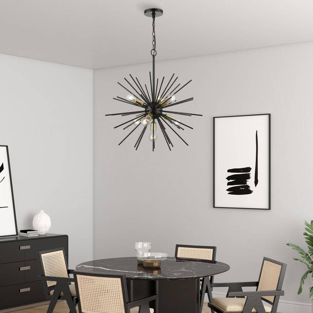 Livex Lighting Tribeca 7 - Light Pendant in  Shiny Black/Polished Brass