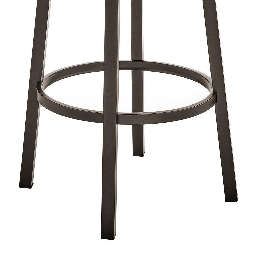 Cohen 26" Counter Height Swivel Bar Stool in Java Silver Finish and Chocolate Faux Leather