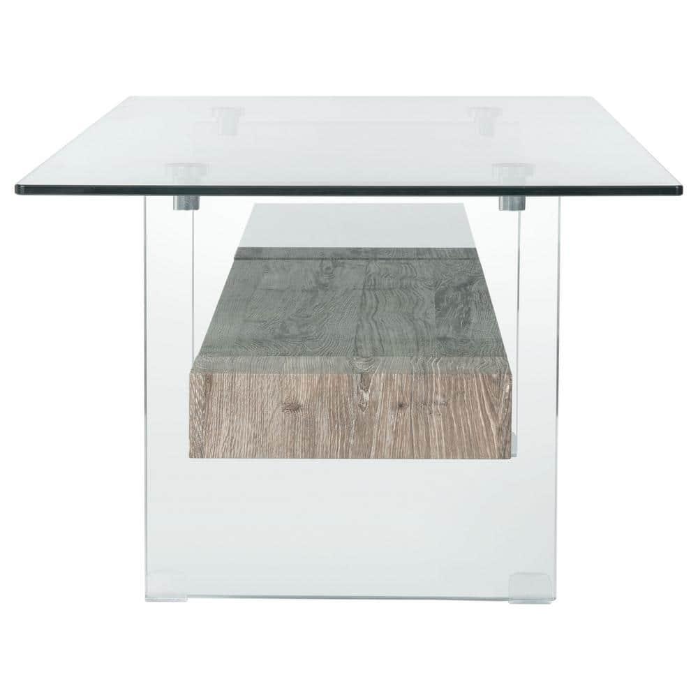 Kayley Coffee Table - Glass/Grey Oak - Safavieh