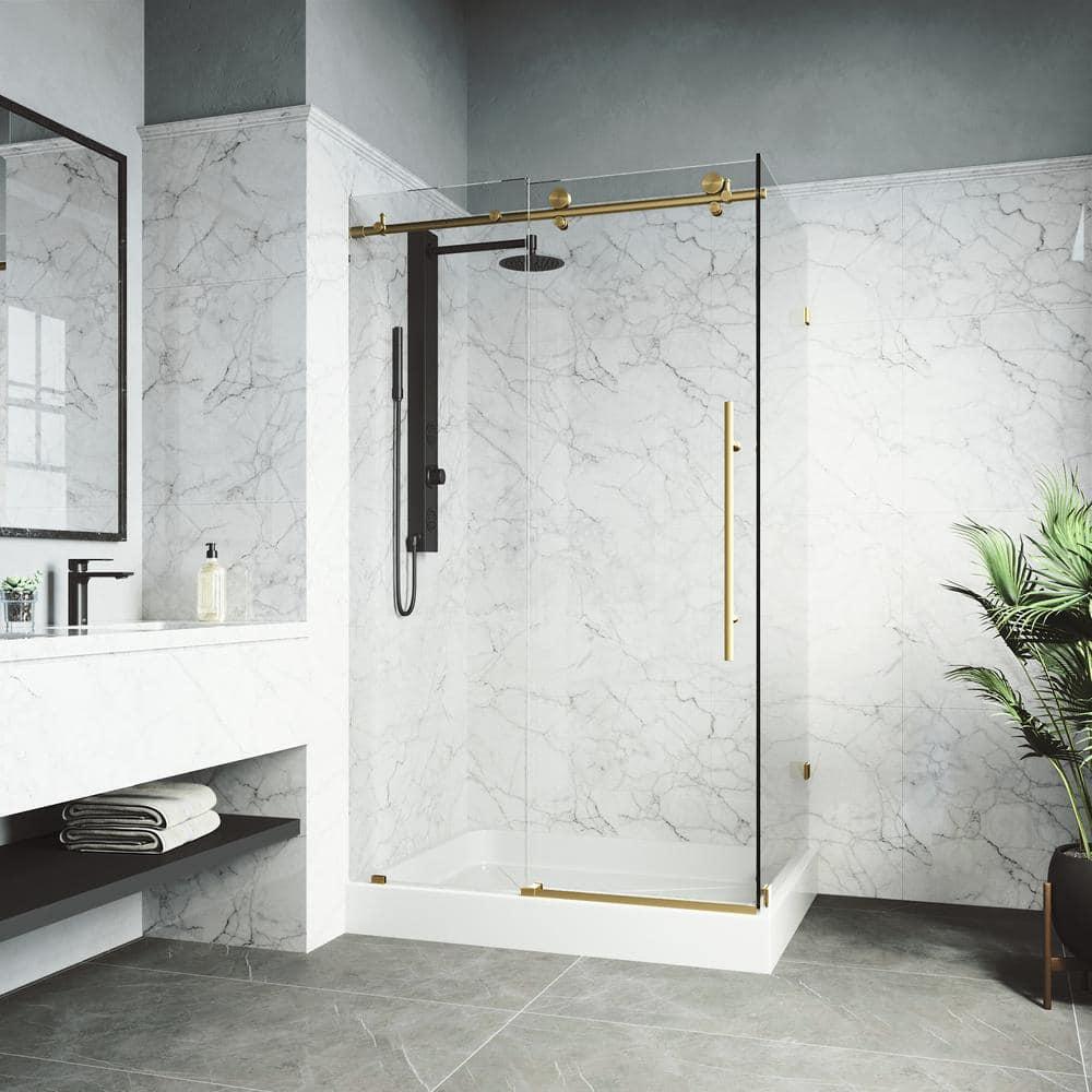 Elan E-class 48" W x 36" D x 82" H Sliding Frameless Shower Enclosure with 3/8" Clear Glass&Base