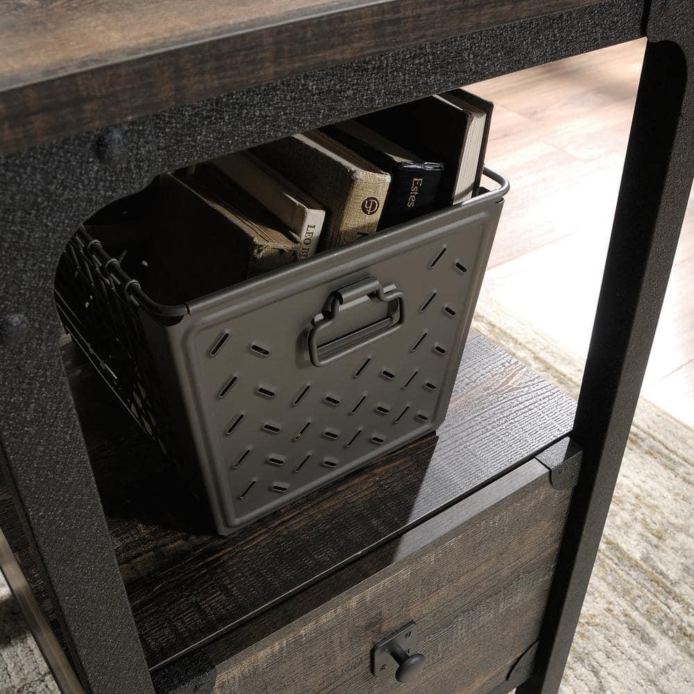 Sauder Steel River Writing Desk, Carbon Oak Finish
