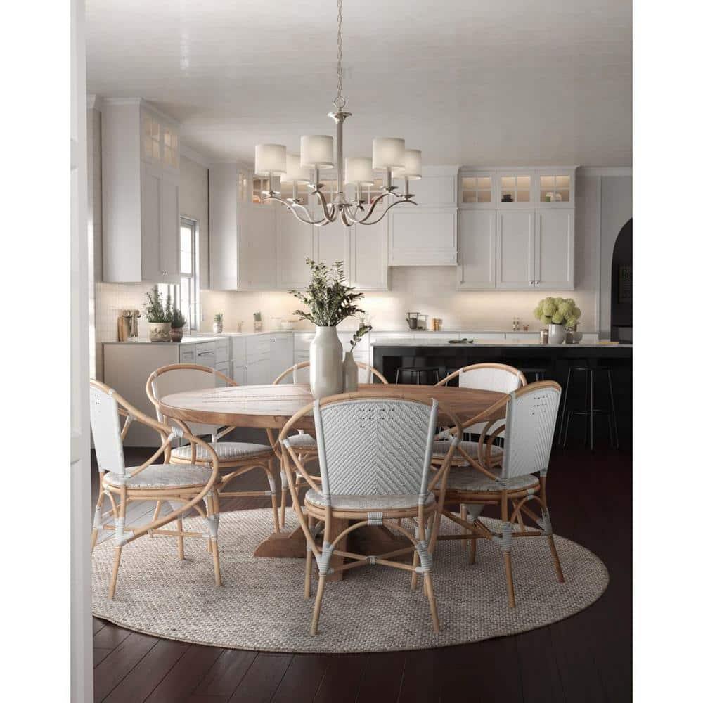 Progress Lighting, Inspire Collection, 6-Light Chandelier, Brushed Nickel, Off-White Linen Shades