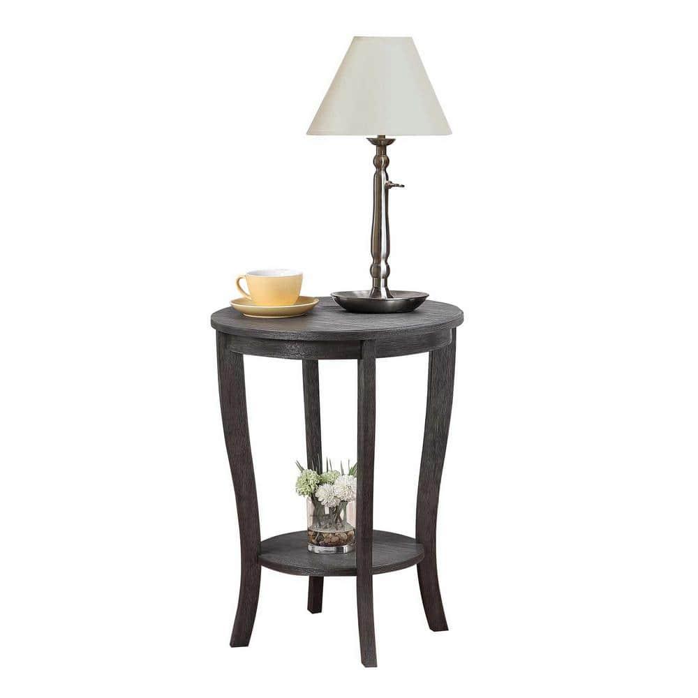 American Heritage Round End Table Dark Gray Wirebrush