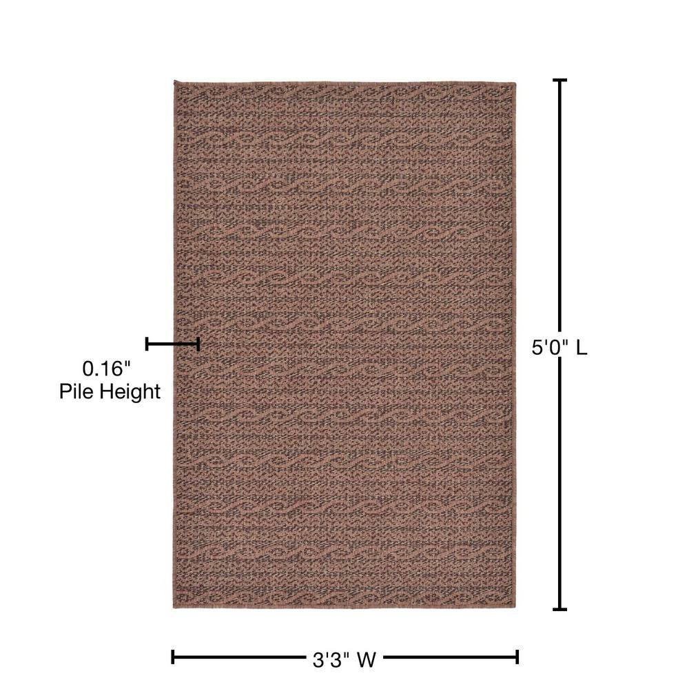 Unique Loom Outdoor Modern Collection Area Rug - Links (3' 3" x 5' 1" Rectangle Brown/Black)