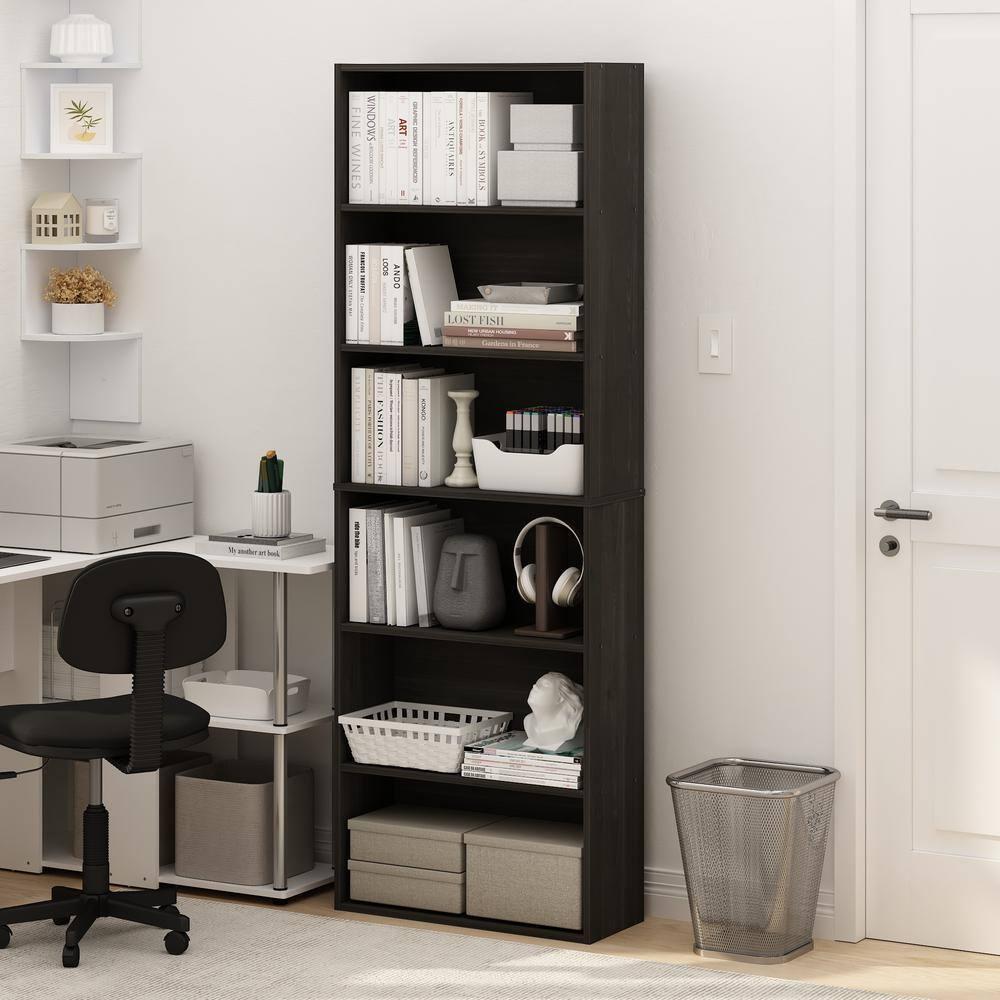 Jaya Standing 6-Tier Open Storage Bookcase, Espresso