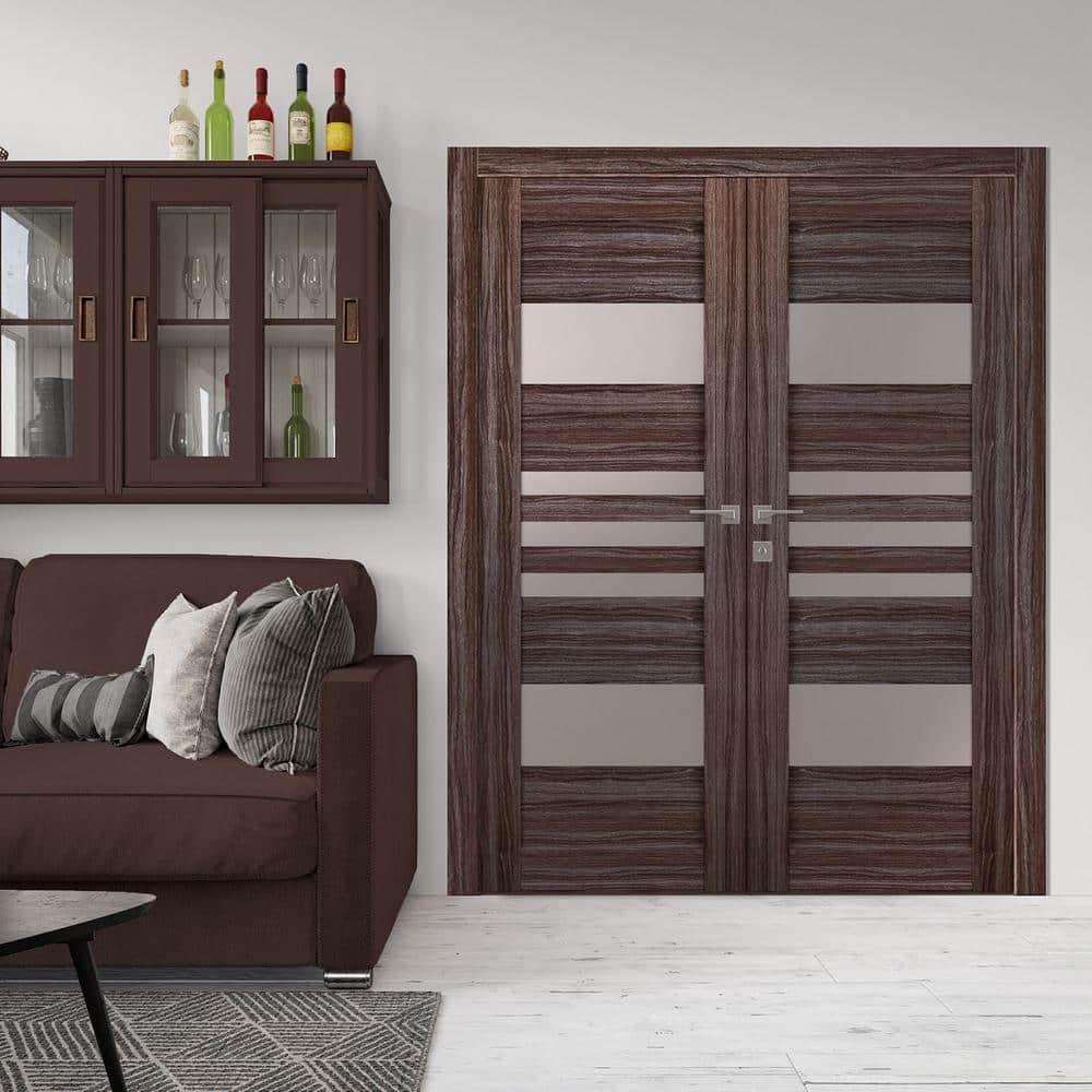Belldinni Leti Solid Manufactured Wood and Glass Paneled Prefinished Double French Door