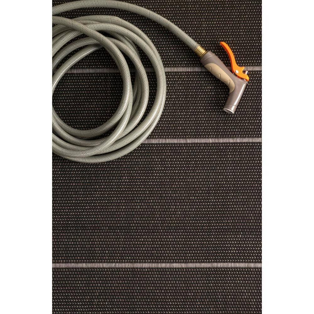Nuloom Alaina Striped 5x8 Indoor/Outdoor Area Rug for Living Room Patio Deck Front Porch Kitchen, Black/Ivory