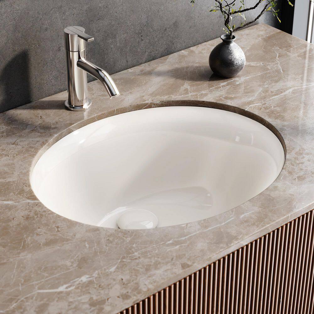 Ruvati 16 x 13 inch Undermount Bathroom Sink Oval Porcelain Ceramic with Overflow