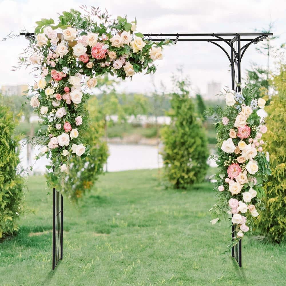 Resenkos Outdoor Decor,81 Inch Garden Arbor Metal Archway for Climbing Plants-Black