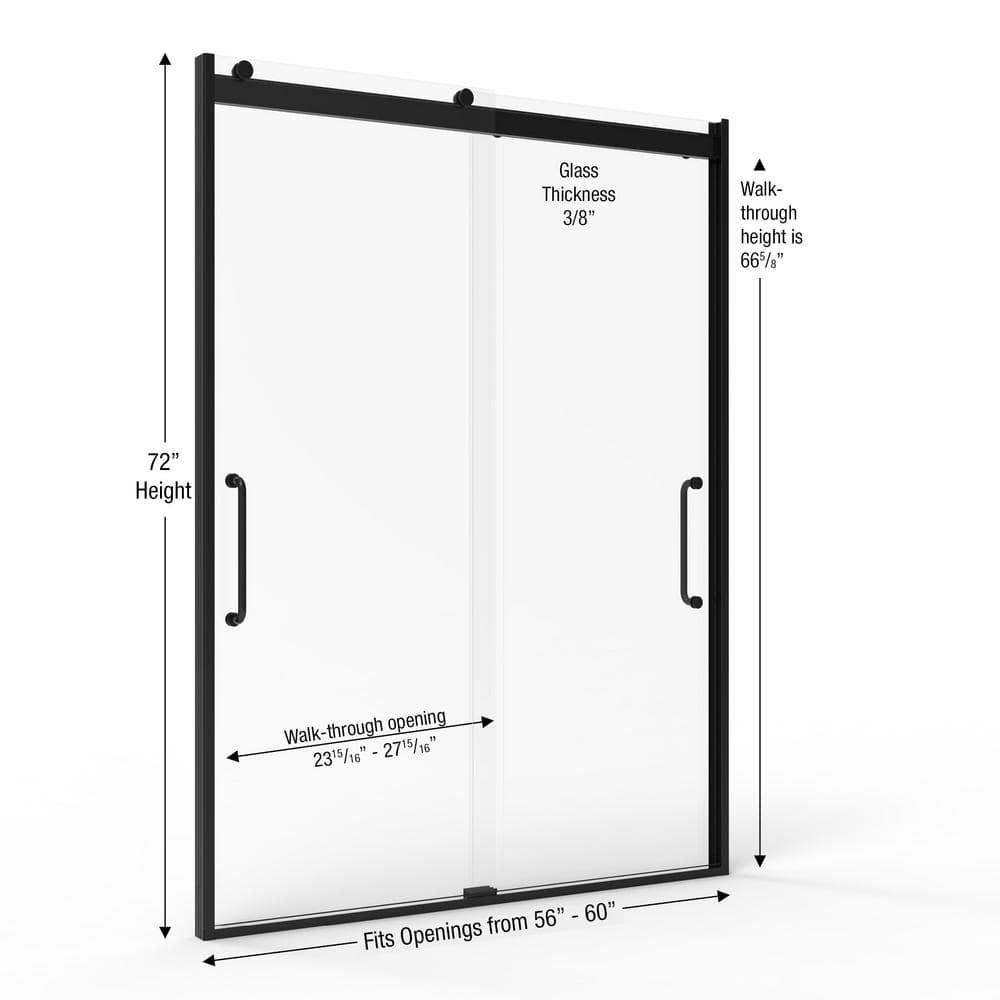 Arelo 56" - 60" W x 72" H Semi-Frameless Shower Door
