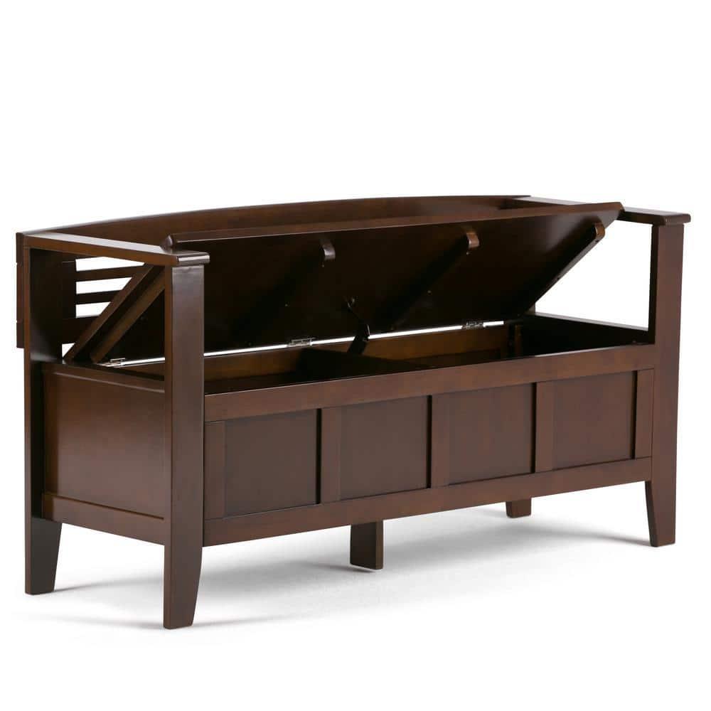 Simpli Home Adams 48"W Solid Wood Contemporary Entryway Storage Bench with Lift-Top Lid and Dual Compartments & Reviews | Wayfair
