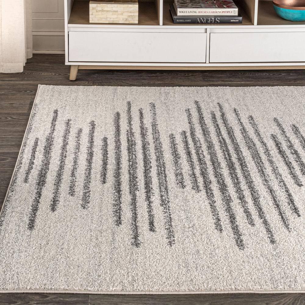 4'x6' Aya Berber Stripe Geometric Area Rug, Cream/Gray - JONATHAN Y