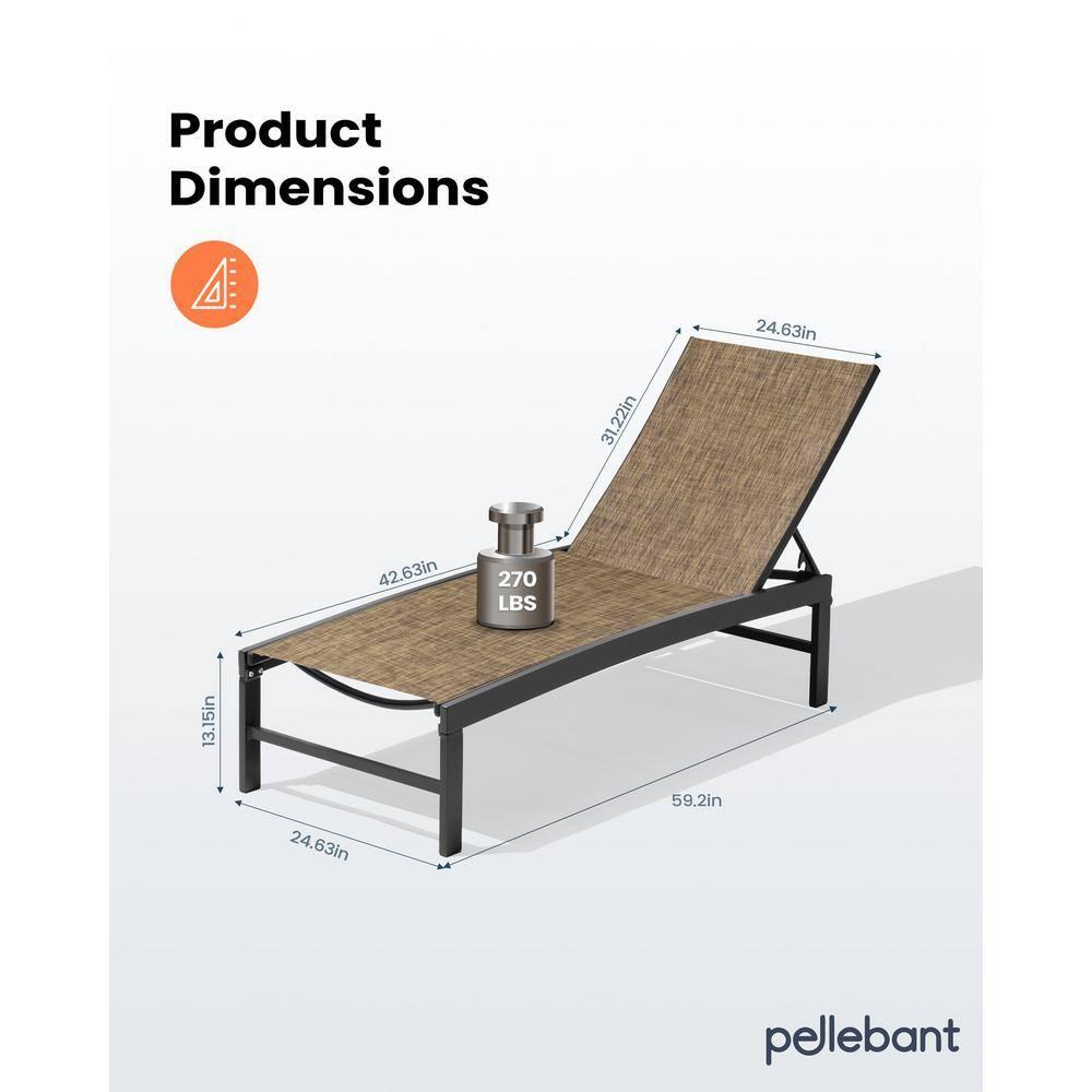 Pellebant  Outdoor Aluminum Patio Chaise Lounge Chair Adjustable - N/A Gray&Brown