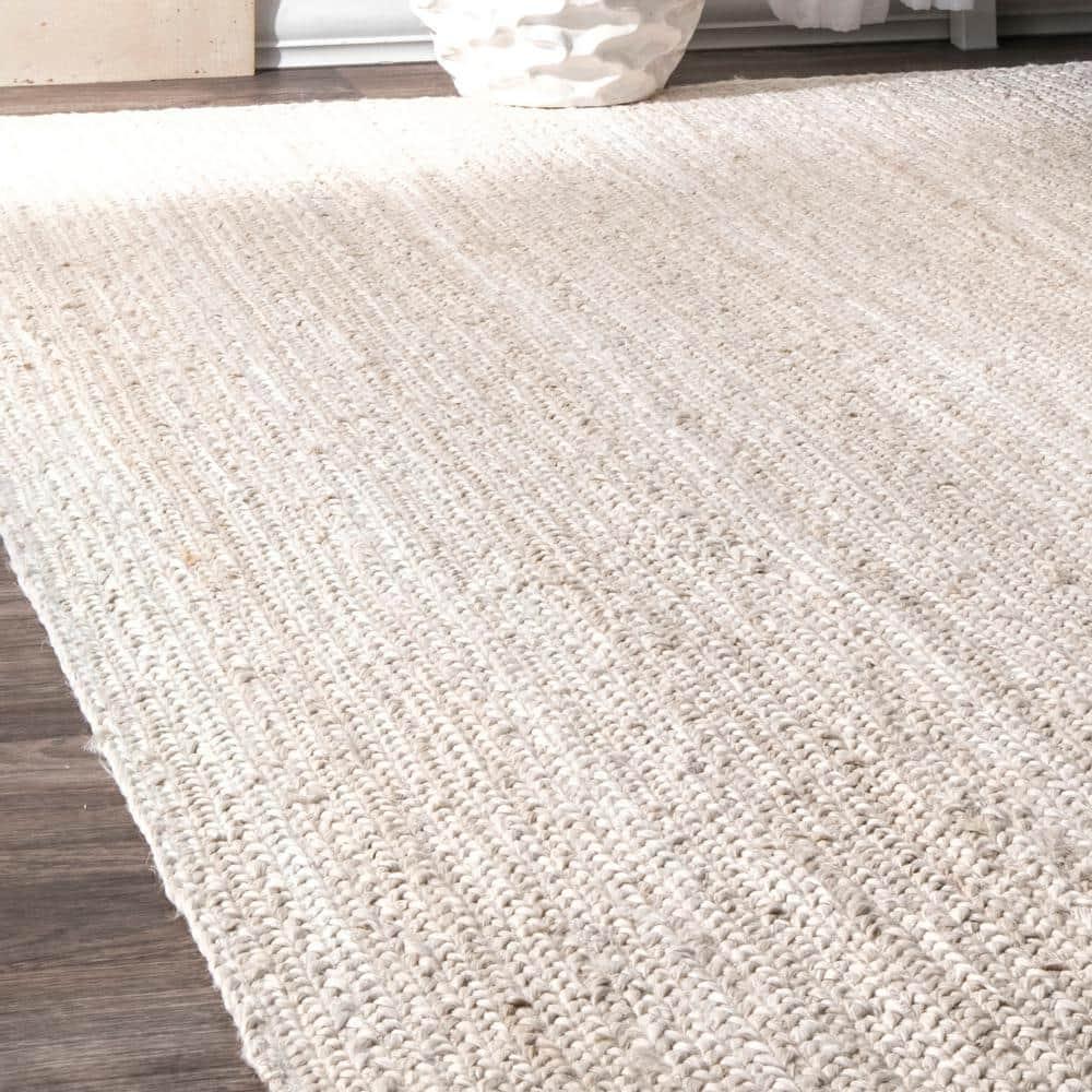 4'x6' Hand Woven Rigo Jute Area Rug Off White - nuLOOM: Farmhouse Style, Low Pile, Indoor Use, Rectangle Shape