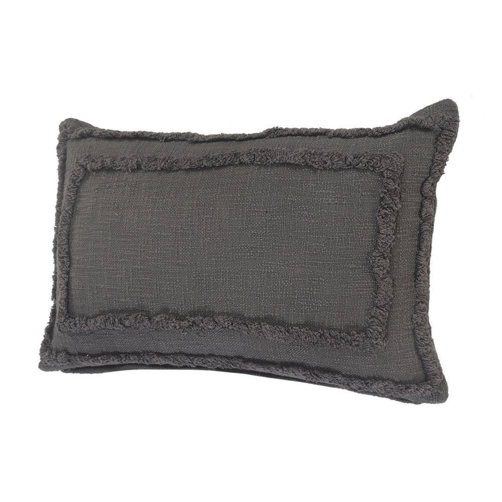 Ox Bay Modern Tufted Solid Lumbar Throw Pillow, 16" x 24" , Gray