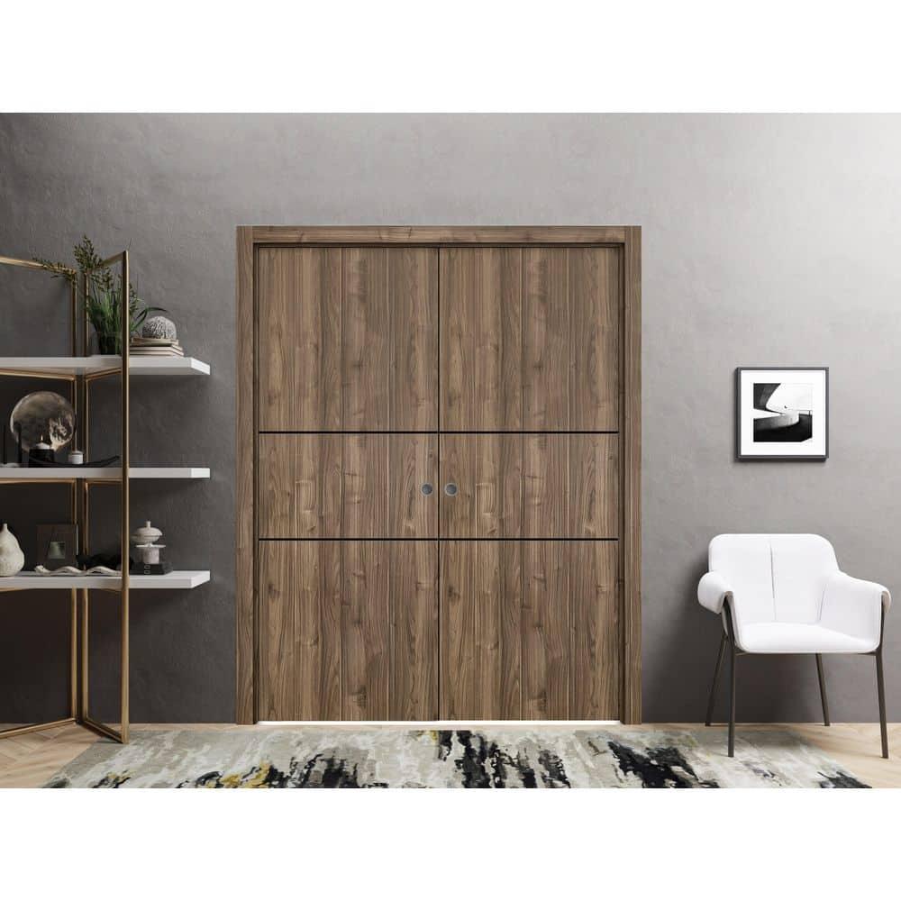 SARTODOORS Solid + Manufactured Wood Paneled French Doors