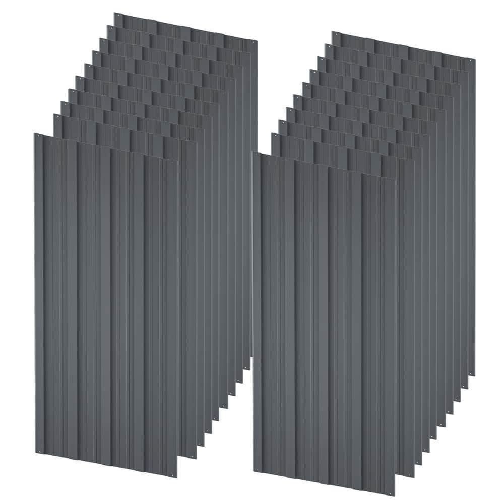 Metal Roof Panels 20 Pcs Roofing Panels Galvanized Steel with Screw Resistant,Versatile and Durable Suitable for Garages,Sheds, Stables and Mobile Homes Gray 99 sq.ft
