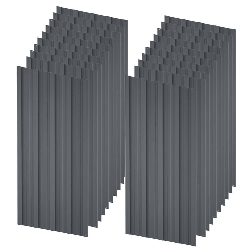 Metal Roof Panels 20 Pcs Roofing Panels Galvanized Steel with Screw Resistant,Versatile and Durable Suitable for Garages,Sheds, Stables and Mobile Homes Gray 99 sq.ft
