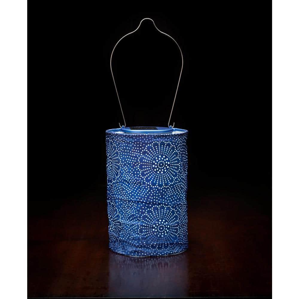 Stella Tyvek Blue Solar Hanging Lantern with Dual LED Lights