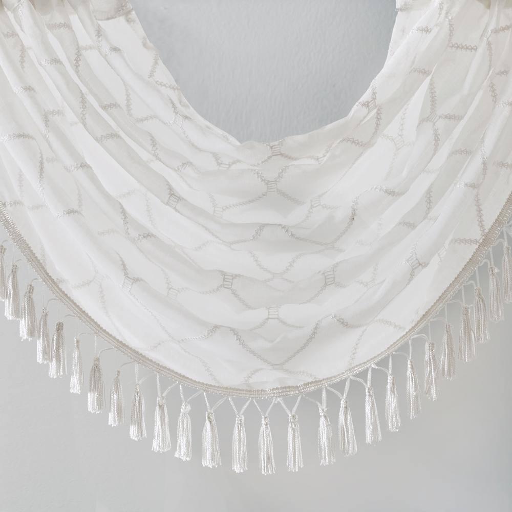 Madison Park Irina Diamond Sheer Embroidered Waterfall Valance