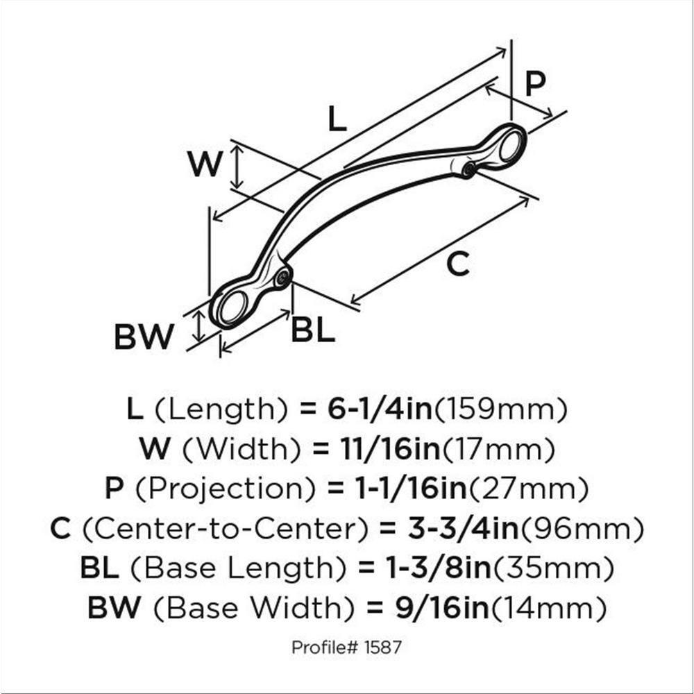 Amerock Inspirations 3-3/4 inch (96mm) Center-to-Center Oil-Rubbed Bronze Cabinet Pull