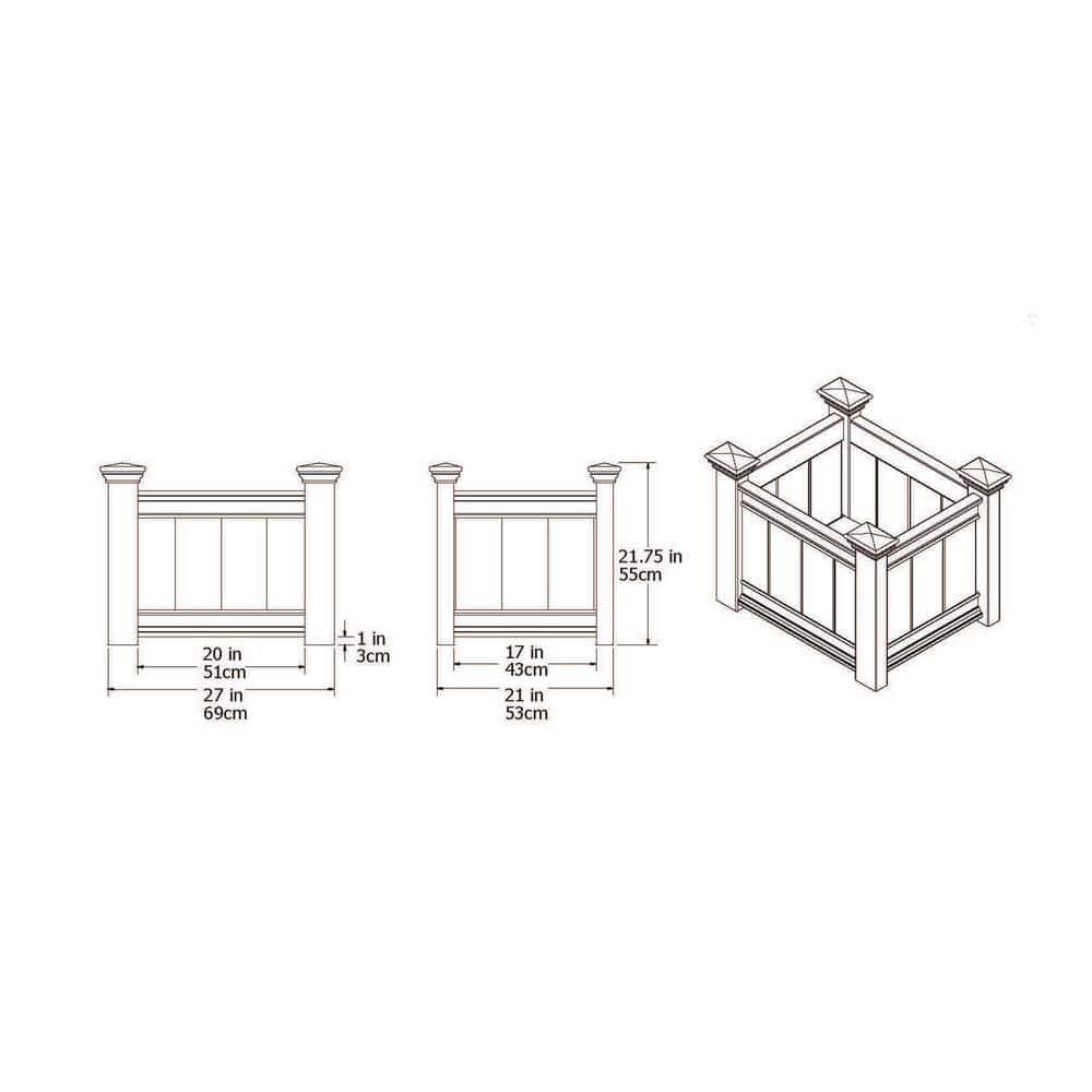 Vita Classic 27" L x 21"W x 22"H Barcelona Vinyl Planter Box, White, VA68210