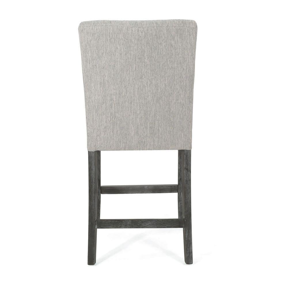 Noble House Darke Fabric Button Tufted Counter Stools, Set of 2, Light Gray and Gray