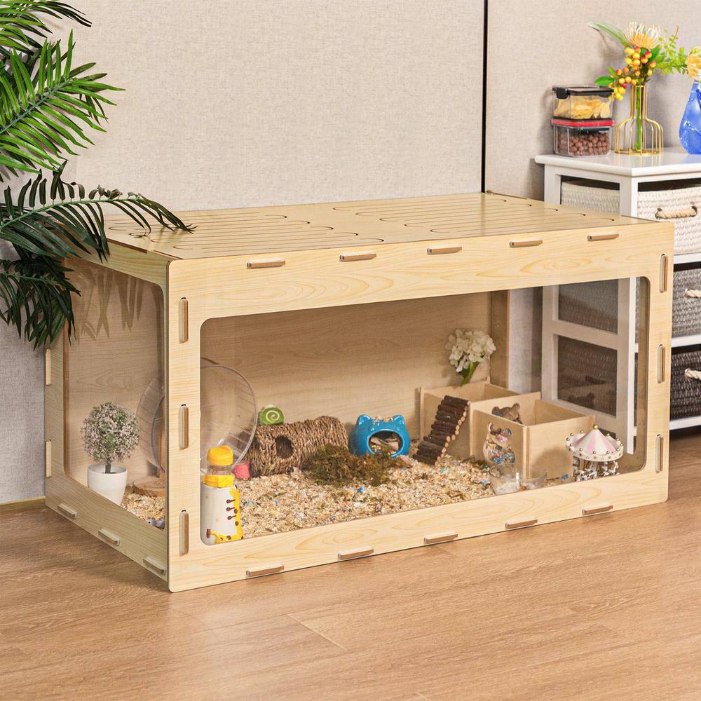 COZIWOW Large Wooden Hamster Cage,Habitat Shelter W/Acrylic Board,Flip Top
