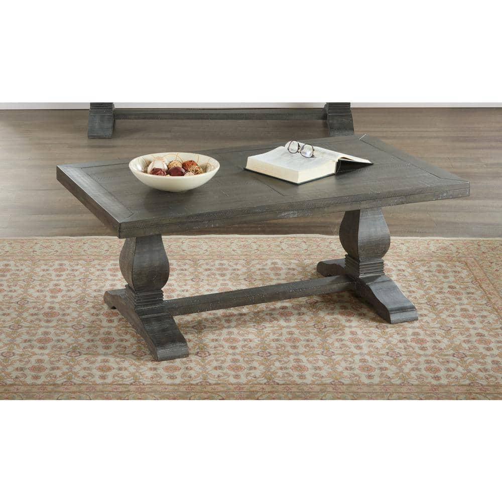 Martin Svensson Home Napa Pedestal Solid Wood Coffee Table, Grey