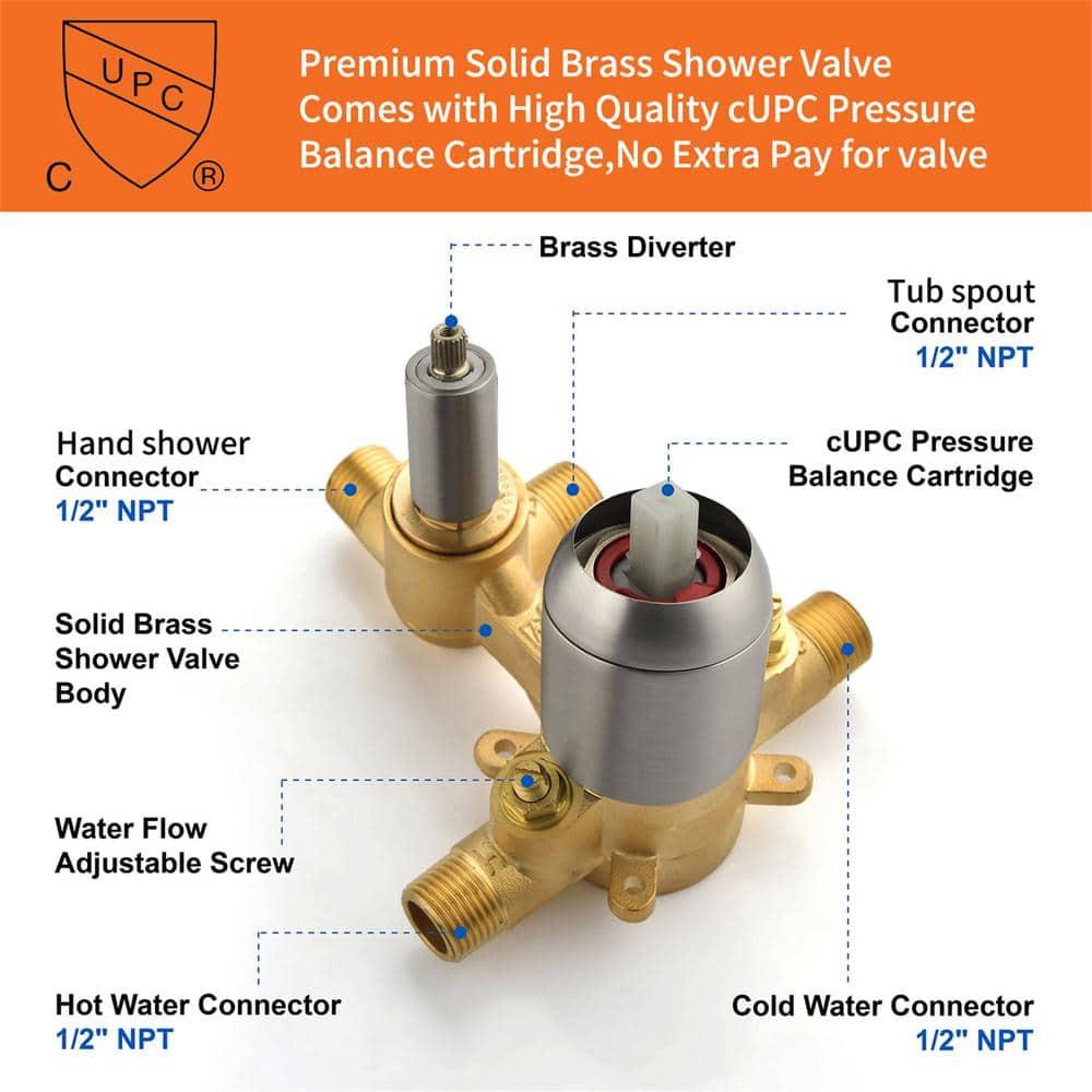 Tub Filler Faucet with Hand Shower Bath Tub Faucets with Rough-in Valve Trim Kit Wall Mounted Waterfall Bathtub Faucets Brushed Nickel