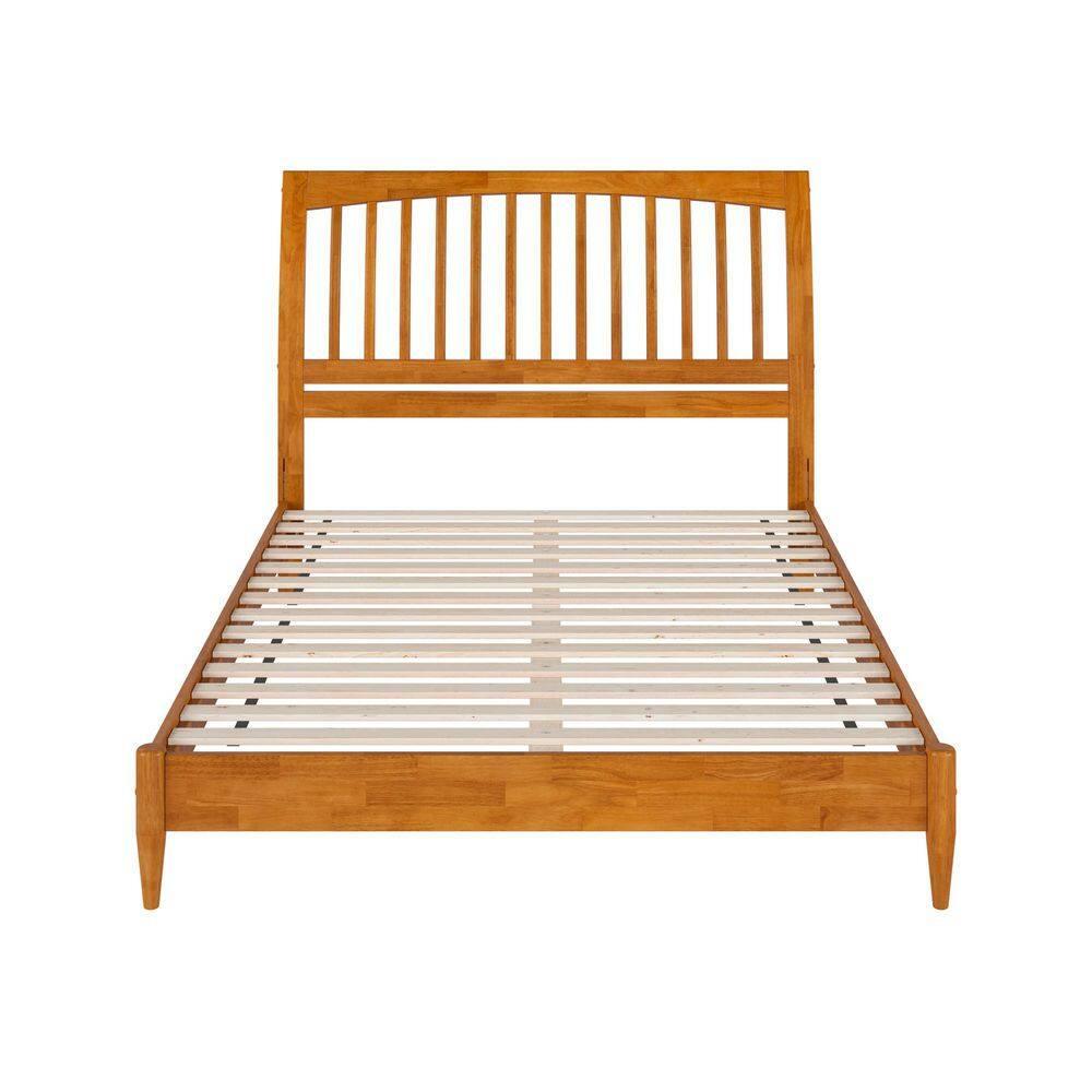 AFI Orleans Queen Solid Wood Low Profile Sleigh Platform Bed, Light Toffee