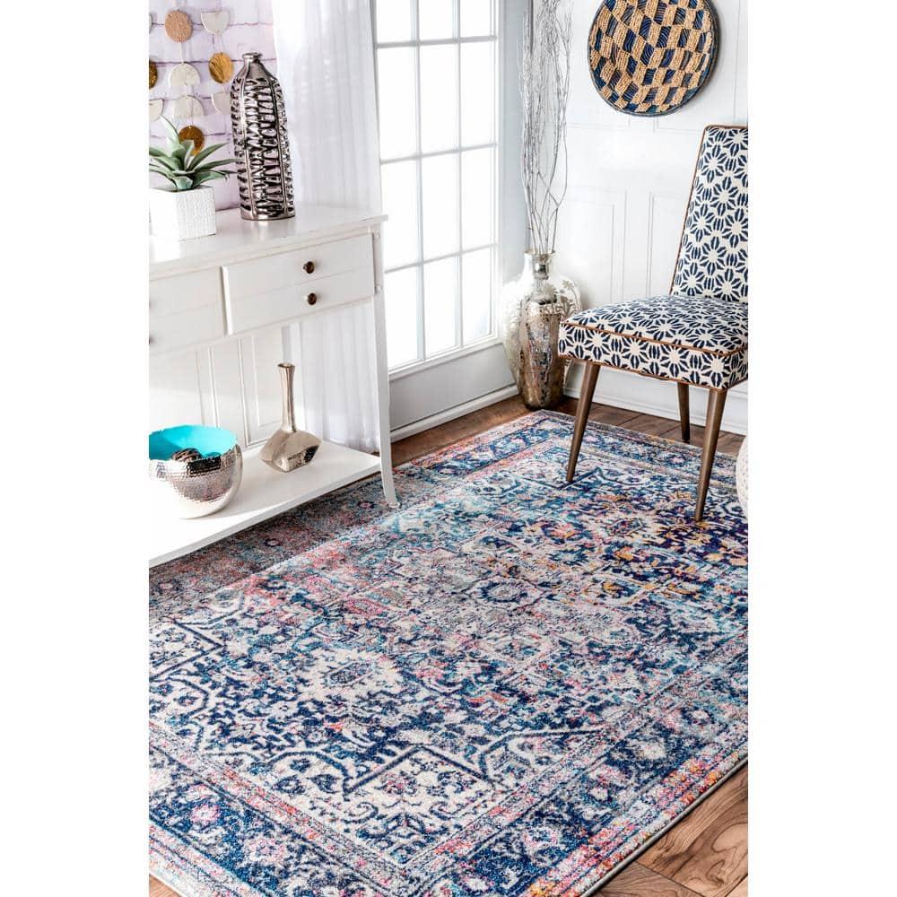 Nuloom Lilah Medallion 7x9 Indoor Area Rug for Living Room Bedroom Dining Room Kitchen, Blue/Multicolor