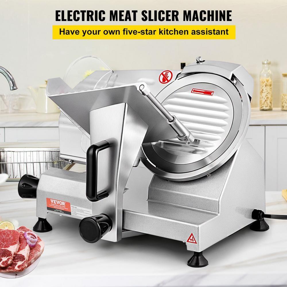 VEVOR Commercial Meat Slicer, 200W Electric Deli Food Slicer, 350-400RPM Meat Slicer with 8" Carbon Steel Blade, 0 - 0.47 inch