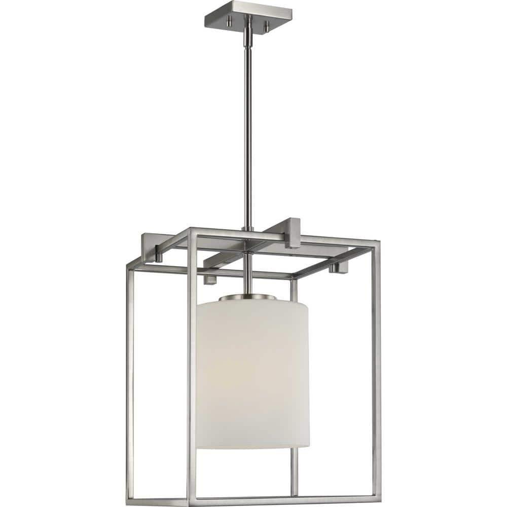 Progress Lighting Chadwick 1-Light Mini-Pendant, Brushed Nickel, Opal Glass Shade