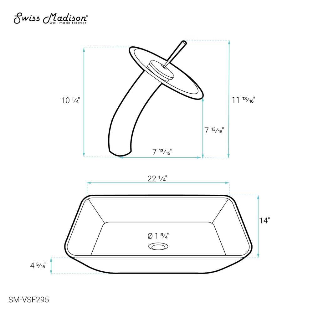 Cascade Rectangular Glass Vessel Sink with Faucet