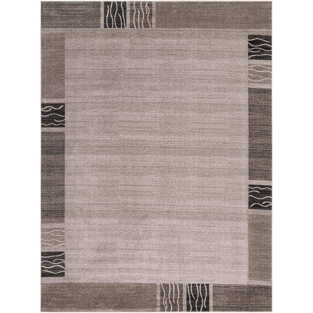 Unique Loom Del Mar Collection Area Rug - Sarah (9'  x 12' Rectangle Light Gray/Gray)