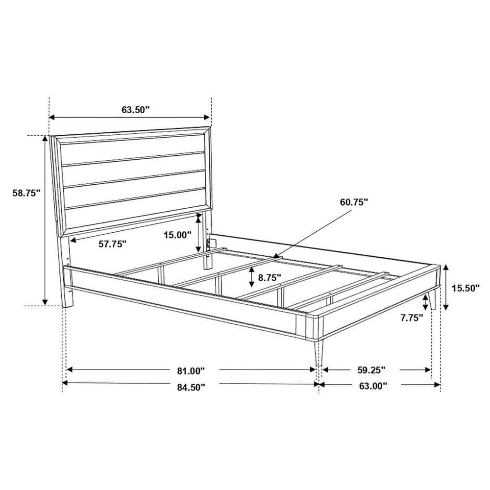 Coaster Ramon Contemporary Wood Queen Panel Bed Metallic Silver