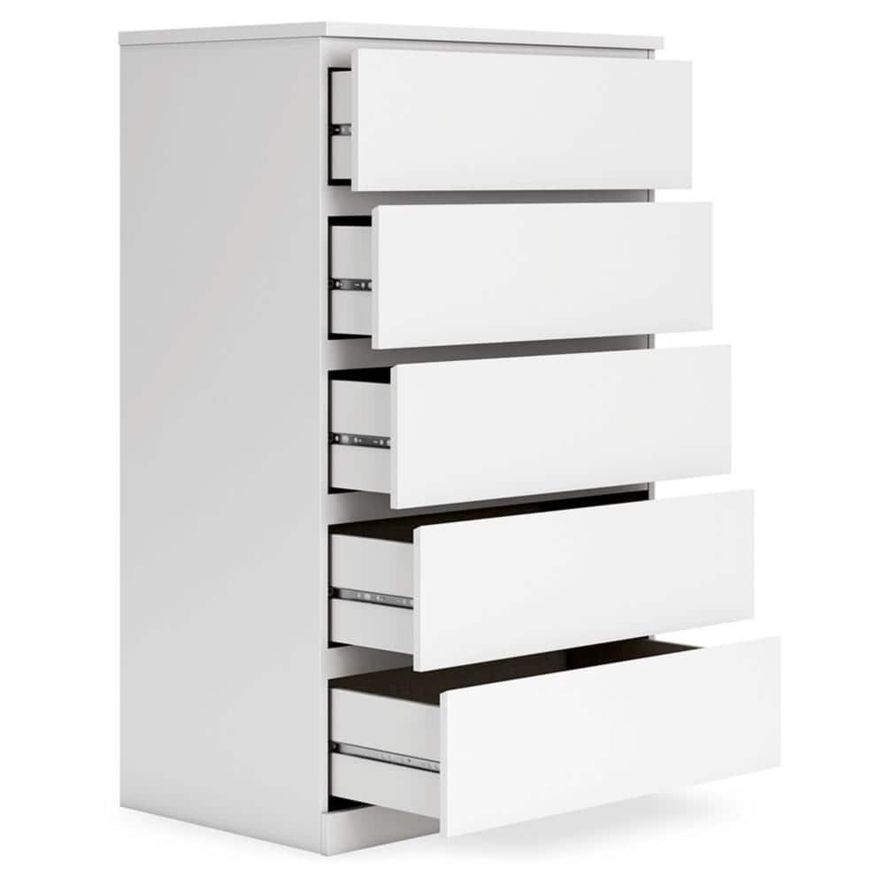 Signature Design by Ashley Onita Modern 5 Drawer Tall Dresser, White