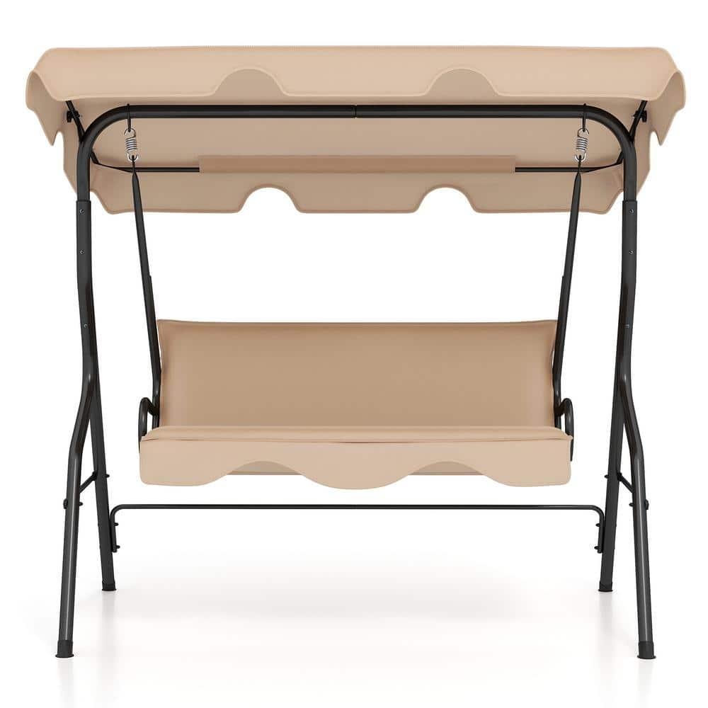 Arlmont & Co. Arlmont & Co. Patio 3 Seats Canopy Swing Glider Hammock Steel Frame Cushioned Backyard