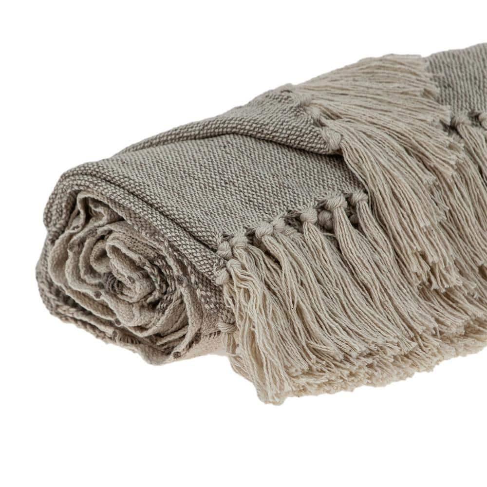 Parkland Collection Ishan Eclectic Beige 52" X 67" Woven Handloom Throw