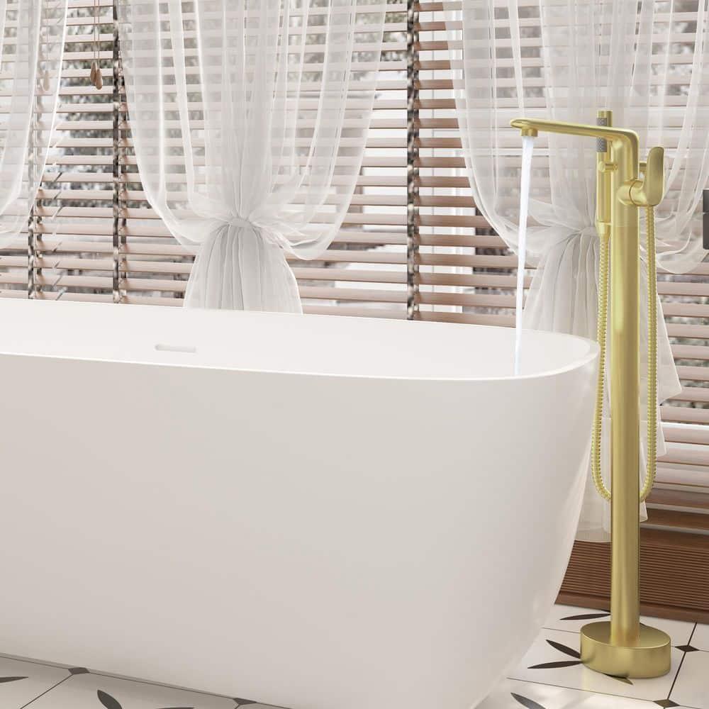 CASAINC KCLT0054-BN Single Handle Freestanding Bathtub Faucet with Diverter and Handshower