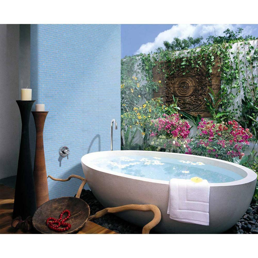 Abolos Landscape 1 in. x 2 in. Translucent Glass Plastic Face Mounted Brick Mosaic Designer Pool Tile