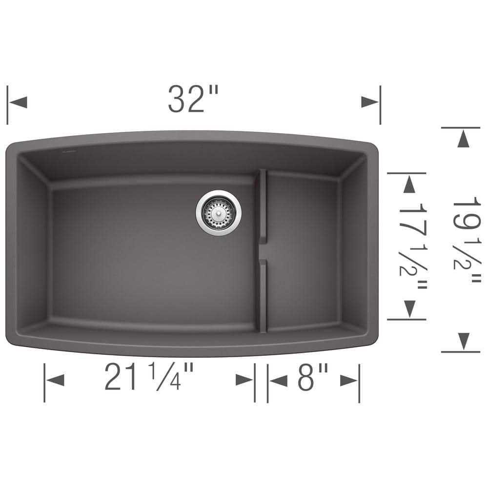 Performa Cascade SILGRANIT 32" L X 20'' W Single Bowl Undermount Kitchen Sink with Colander