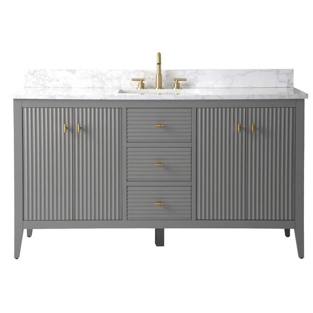 60'' Single Bathroom Vanity with Engineered Marble Top