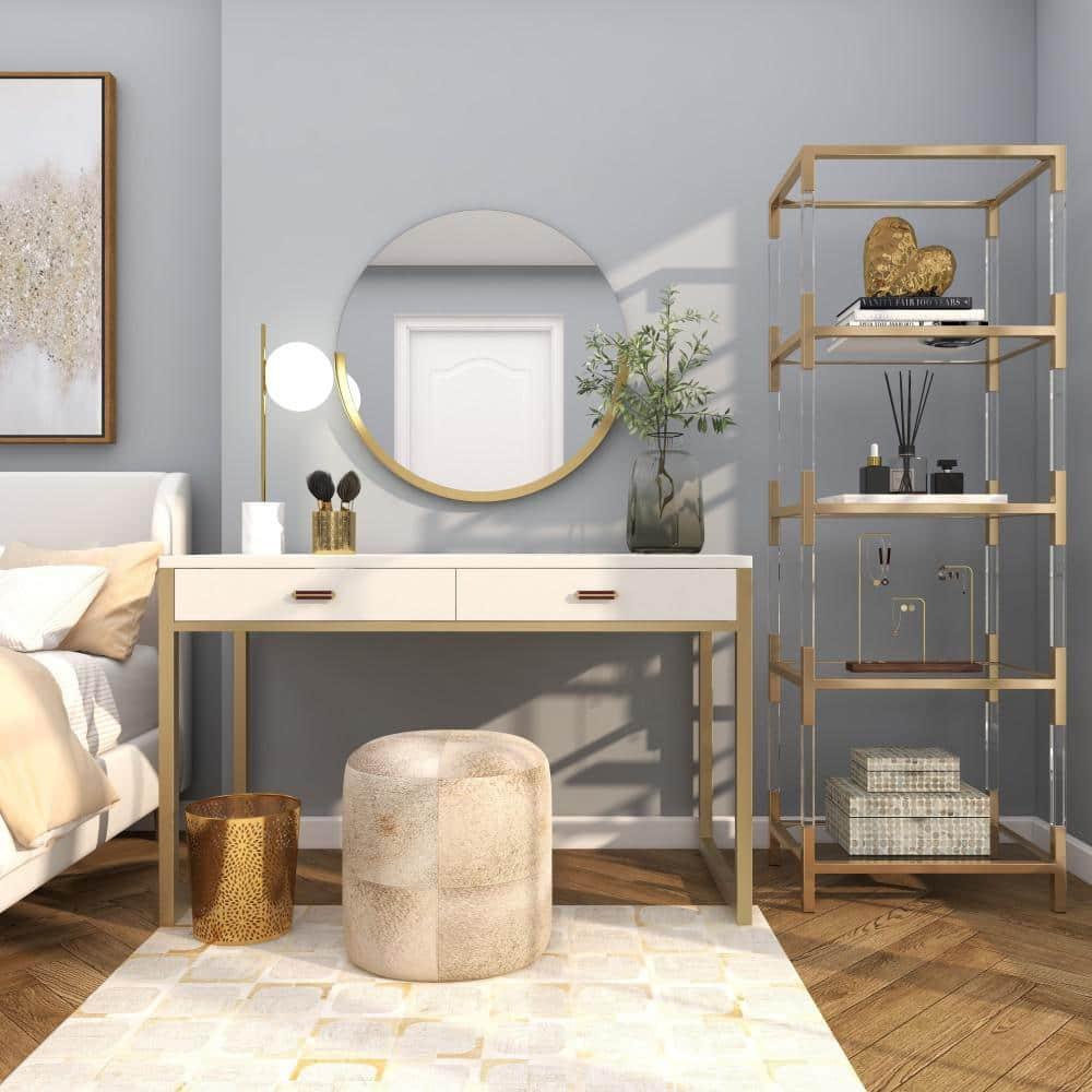 69" Metal and Acrylic Bookcase Gold - Olivia & May: No Assembly, 5 Fixed Shelves