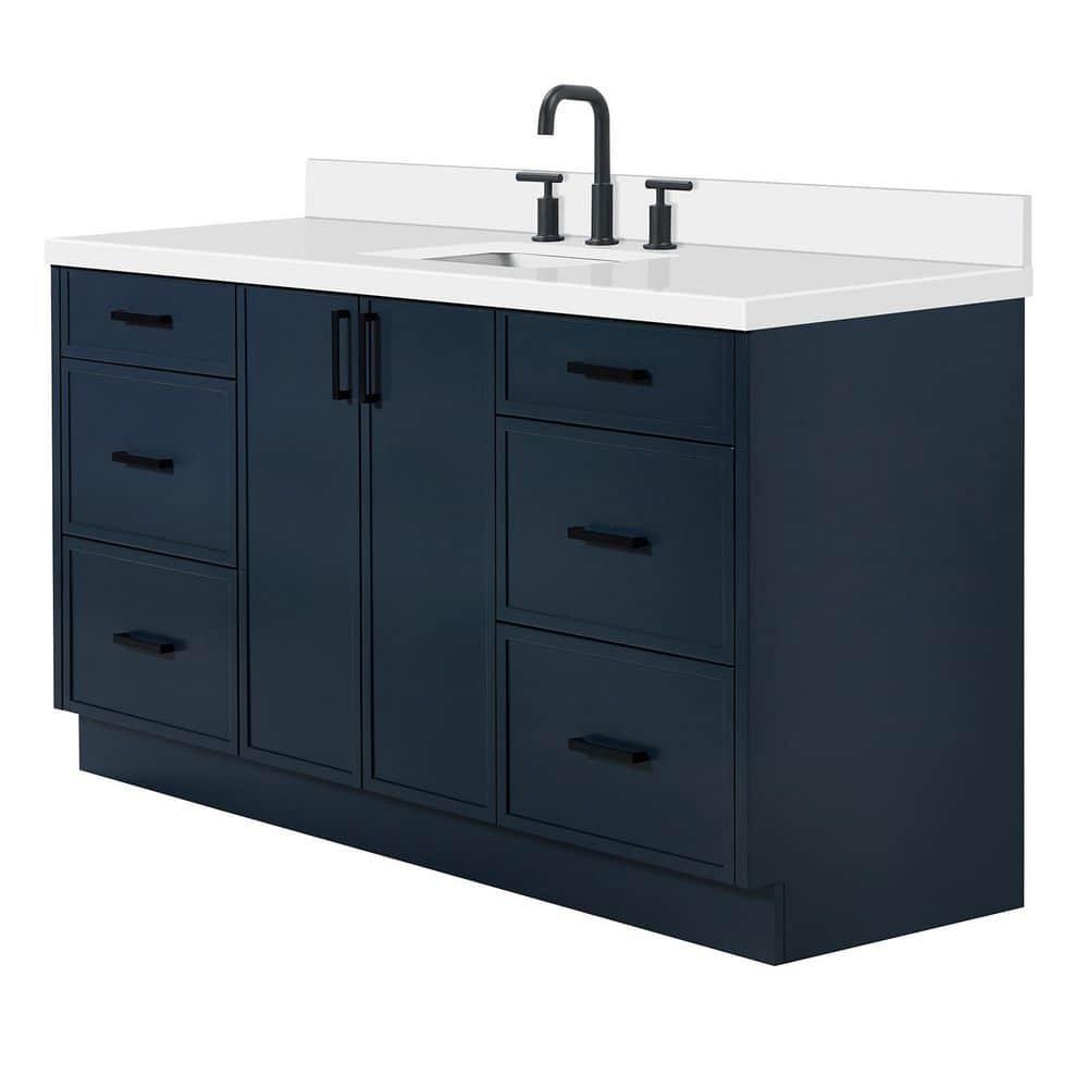 Ariel Kelly 67 Inch Single Rectangular Sink Bathroom Vanity With Pure Quartz Countertop