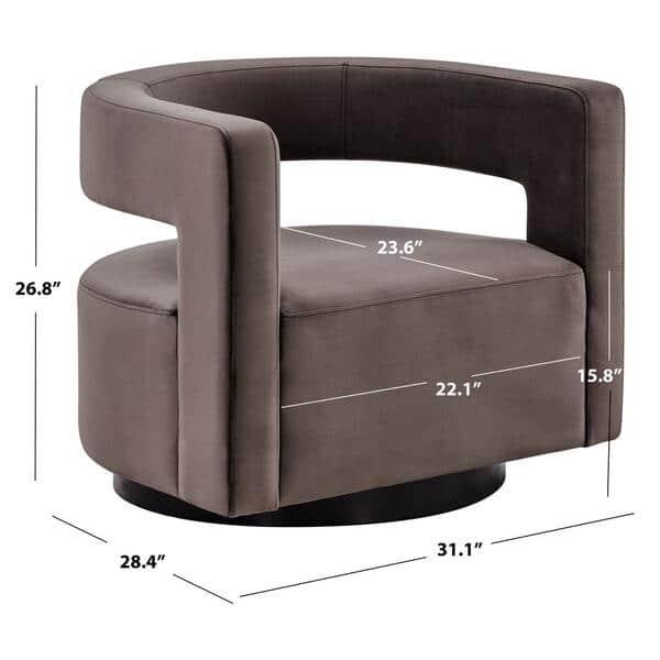 SAFAVIEH Couture Edgar Modern Velvet Solid Swivel Armchair, Dark Brown